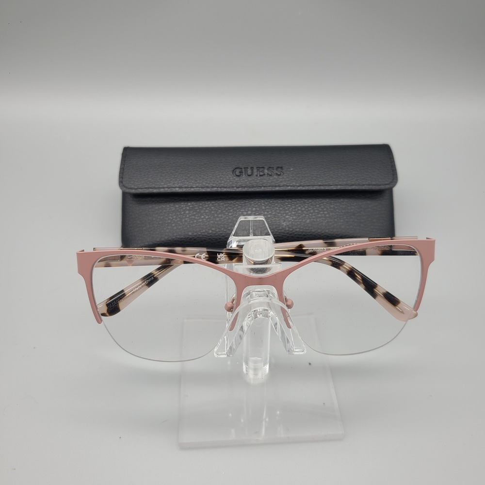 Guess GU50207-3 Rose Pink Tortoise Cat Eye Eyeglasses Frames 56-17-140